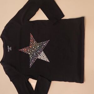 Cat And Jack Black Star Long Sleeve Top Shirt Medium 7 8